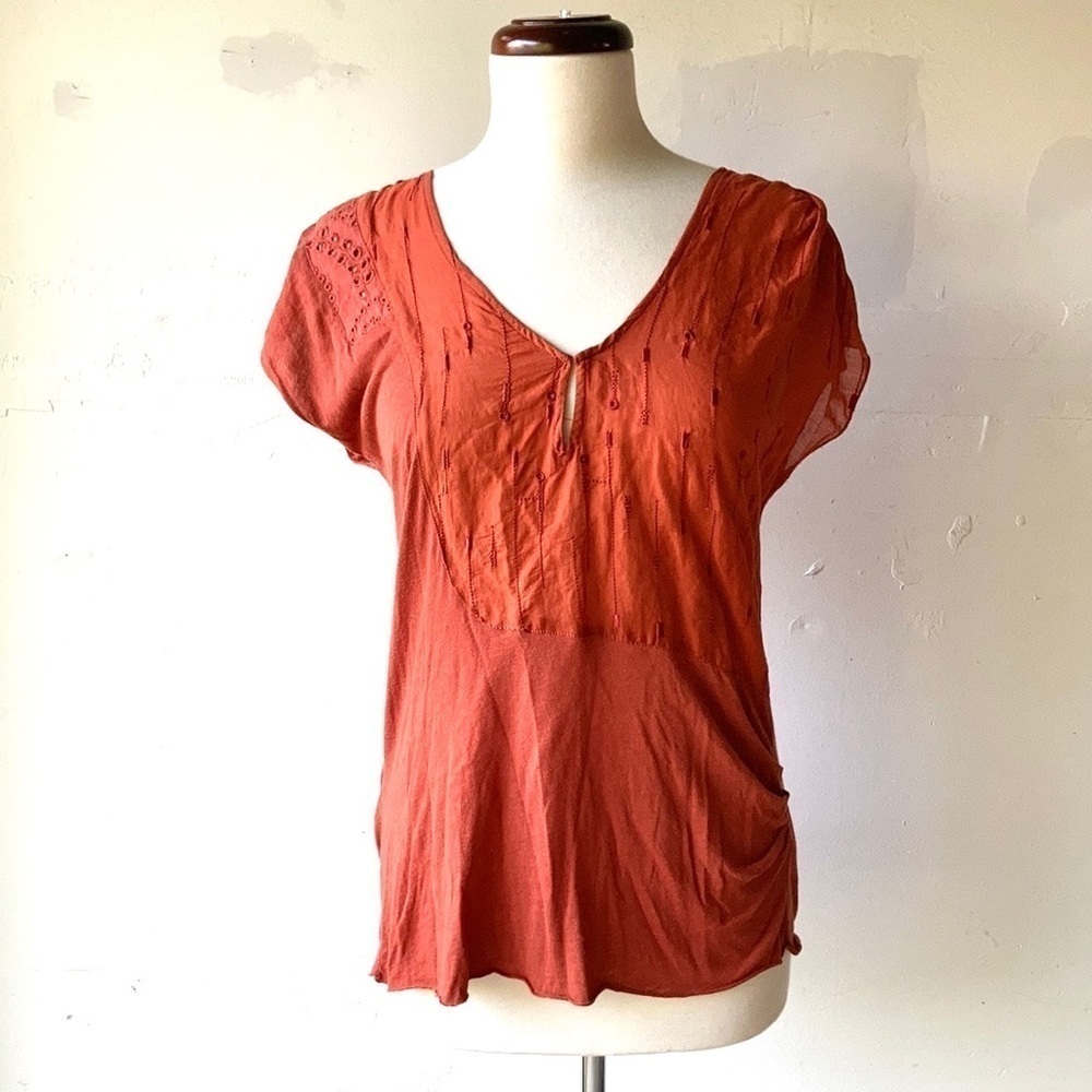 Anthropologie Silk & Cotton Open Back Top